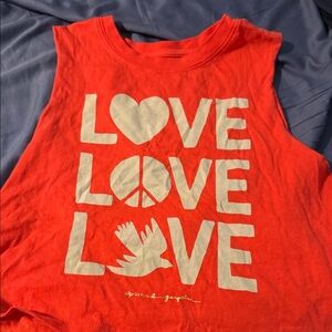 Spiritual Gangster Coral Red Graphic Tank with White LOVE Print